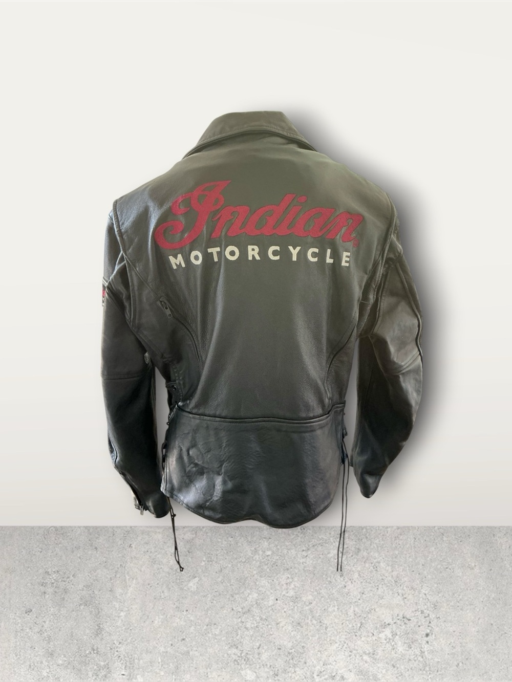 Indian Motorcycle Leather Jacket Mens XL USA Made Side Lace Removeable Liner